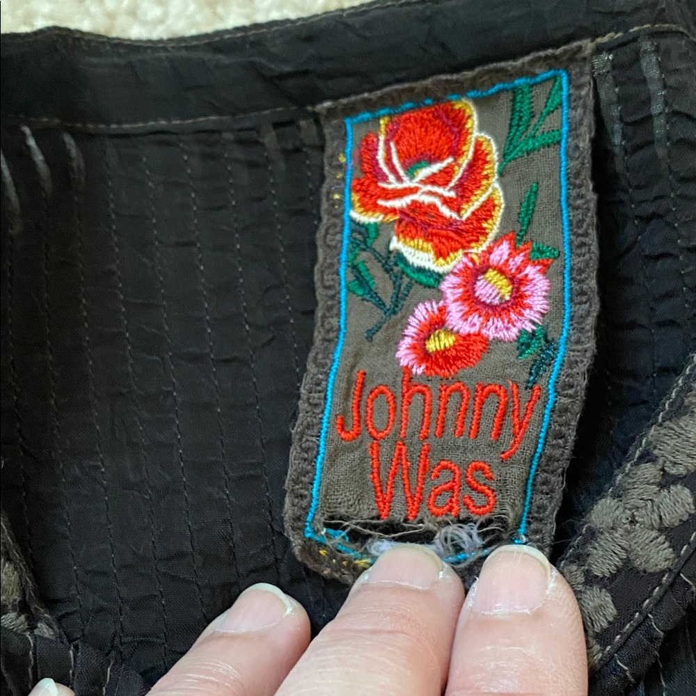 Johnny Was Dark Tunic with Lace Accents - Picture 2 of 8